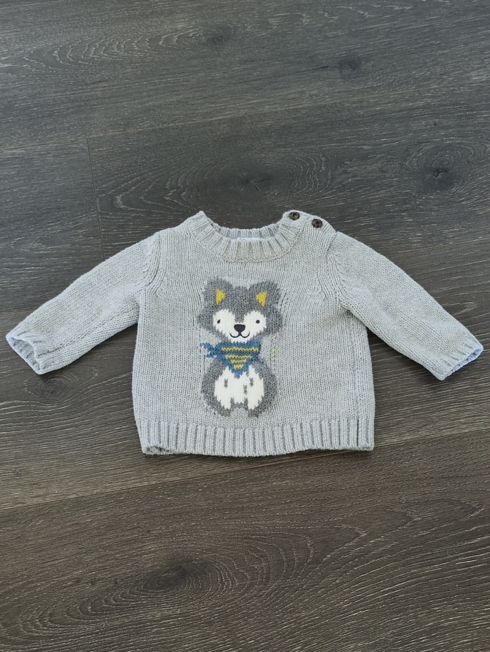 Carter's Light Gray Knit Baby Sweater with Button Shoulders